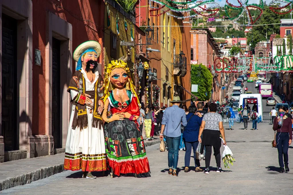 Traditional mojigangas festival in Centro San Miguel de Allende street celebration with local culture
