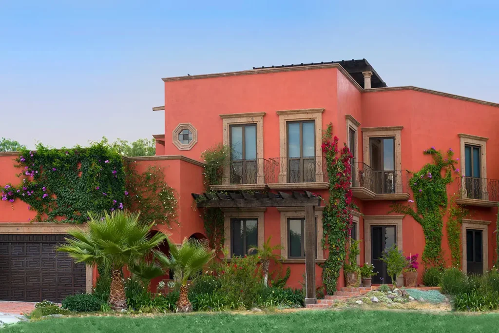 Colorful residential home with balconies at Las Ventanas San Miguel de Allende
