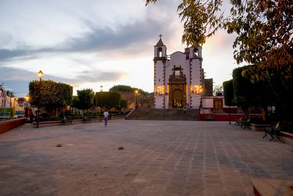 Local church plaza at sunset in San Antonio San Miguel de Allende