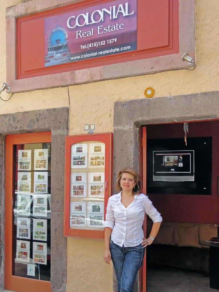 Alma Cecilia Ramirez outside her Colonial Real Estate office in San Miguel de Allende